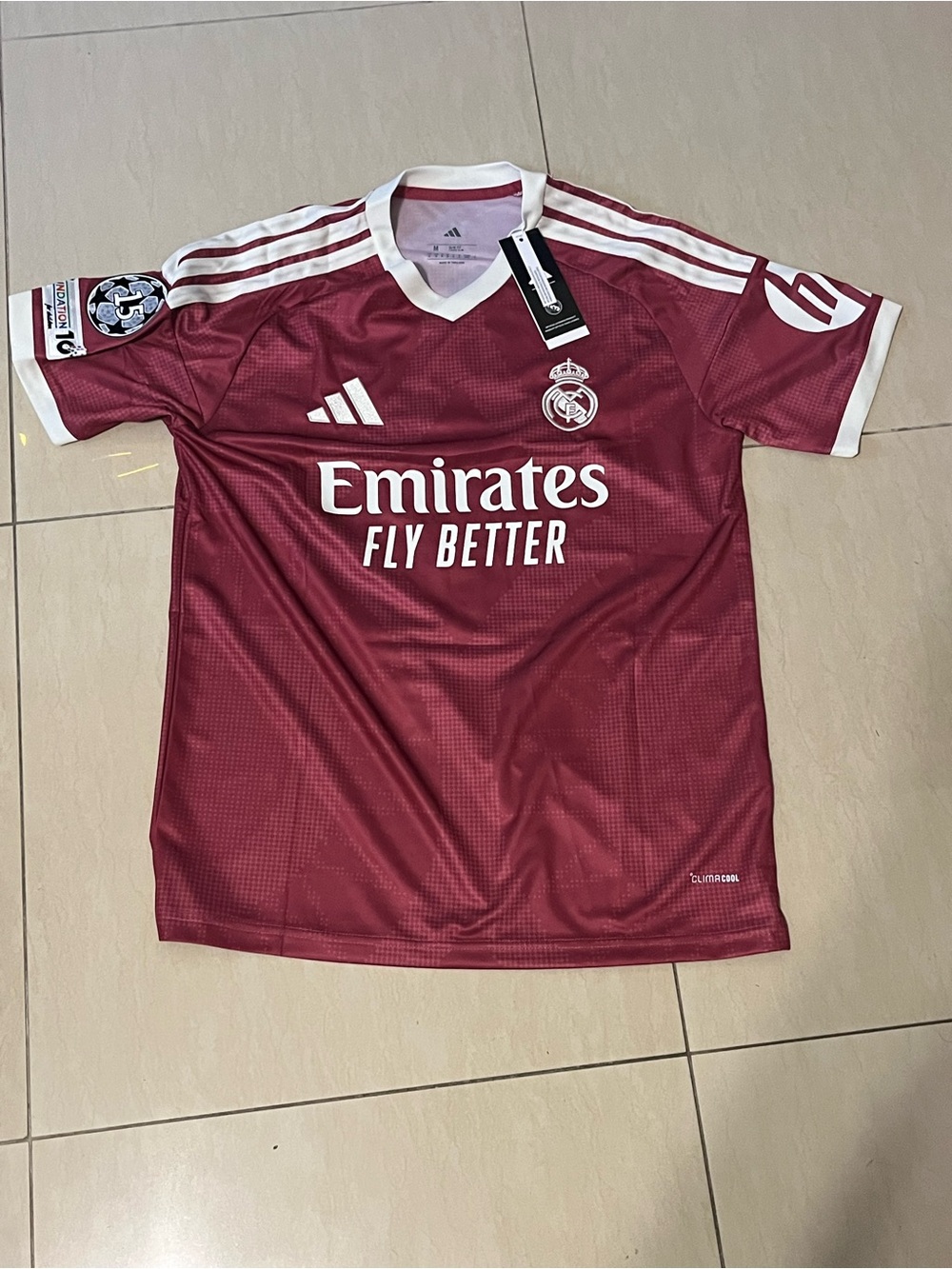 adidas Maroon Real Madrid Replica Jersey with White Accents